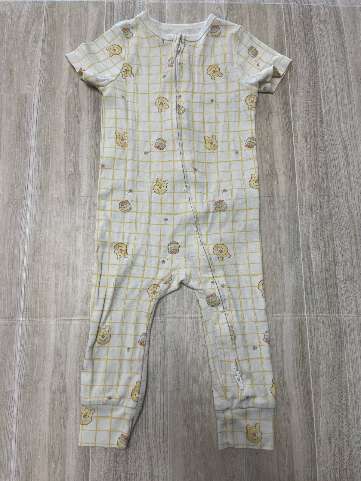 12m Cream Grid WTP Pajama Romper