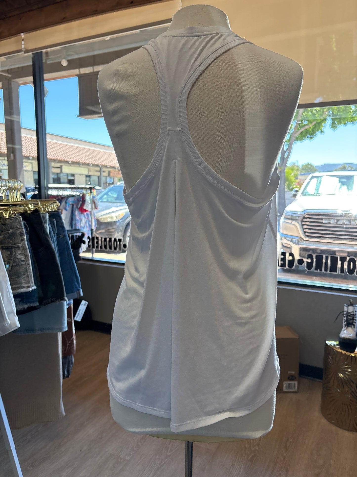 Womens Large Athleta RacerBack White Tank Top - BLEMISH