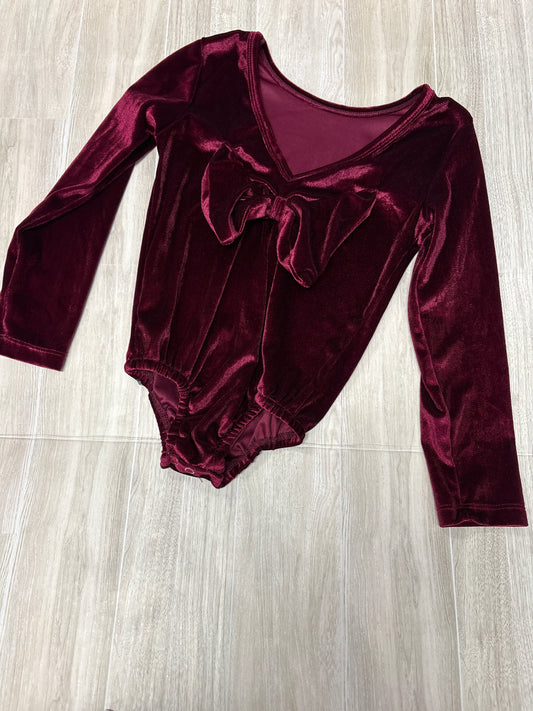 5T Maroon Velvet Bow Onesie