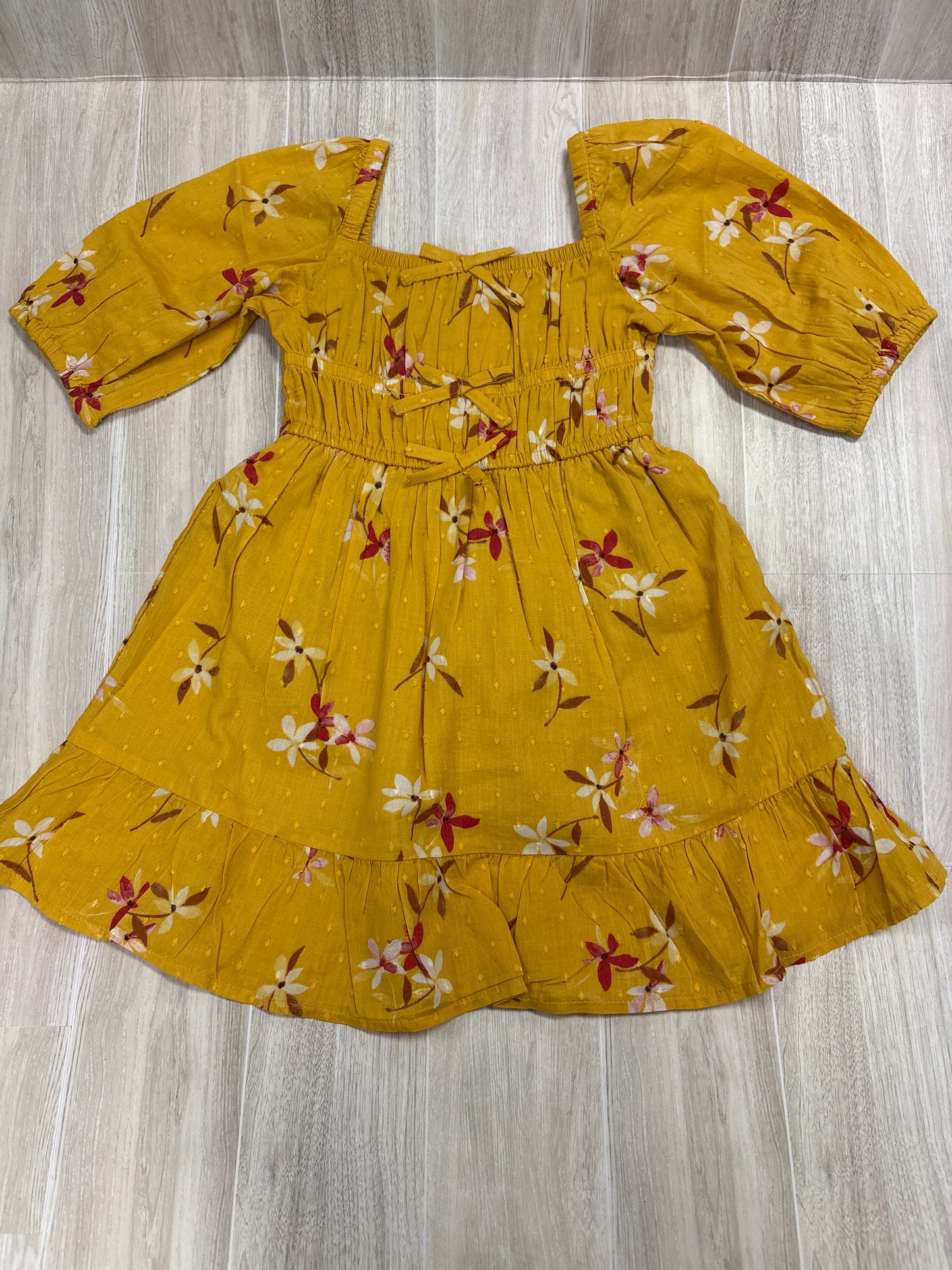 NWT 3T Mustard Floral 1/4 Sleeve Dress