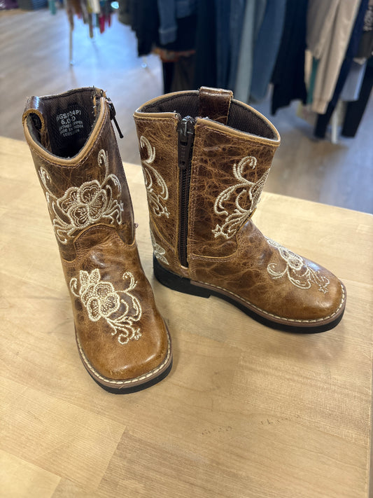 6c Shyanne Brown/Cream Embroidered Floral Western Boots