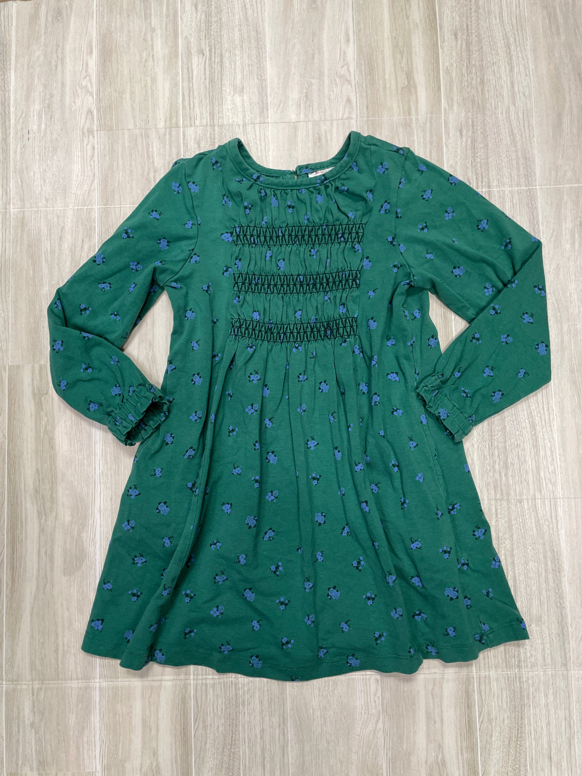 4T Hanna Anderson Green Floral Smocked Dress