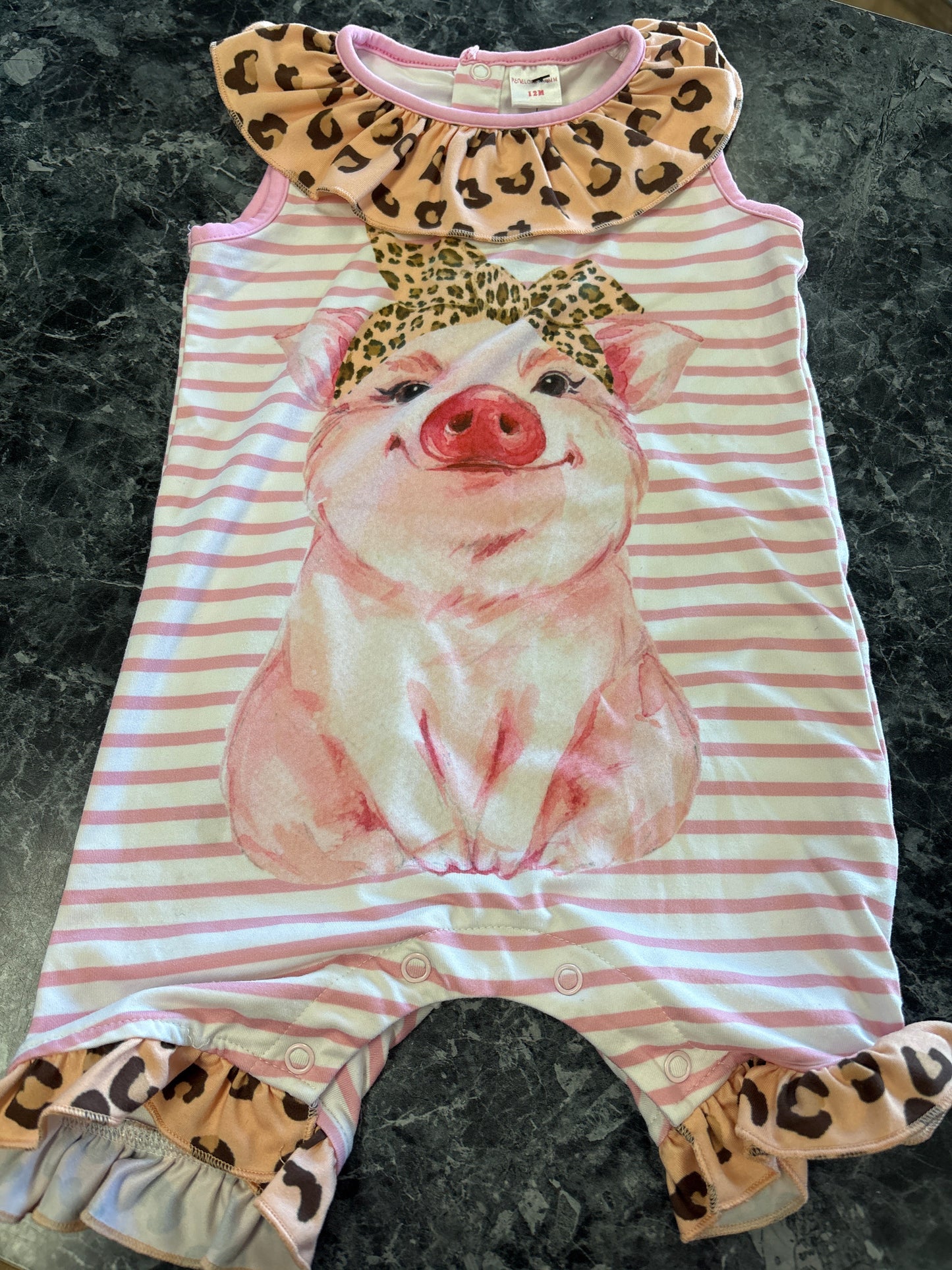 12m Striped Pig Tank Romper
