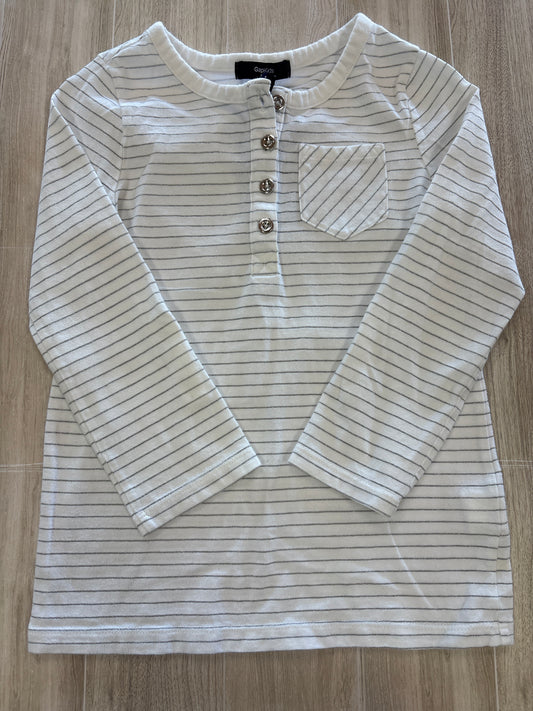6/7 Gap White/Silver Striped Button Long Sleeve