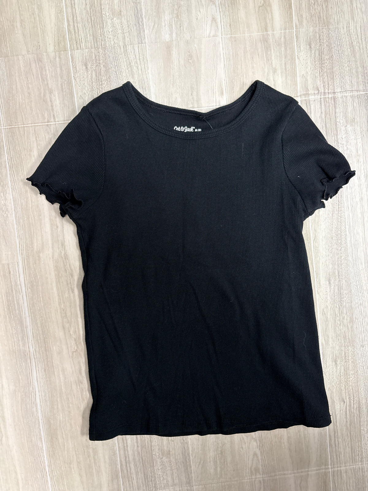 8 Ribbed Lettece Hem Sleeve Tee