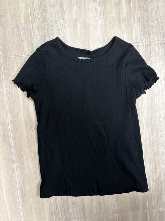 8 Ribbed Lettece Hem Sleeve Tee