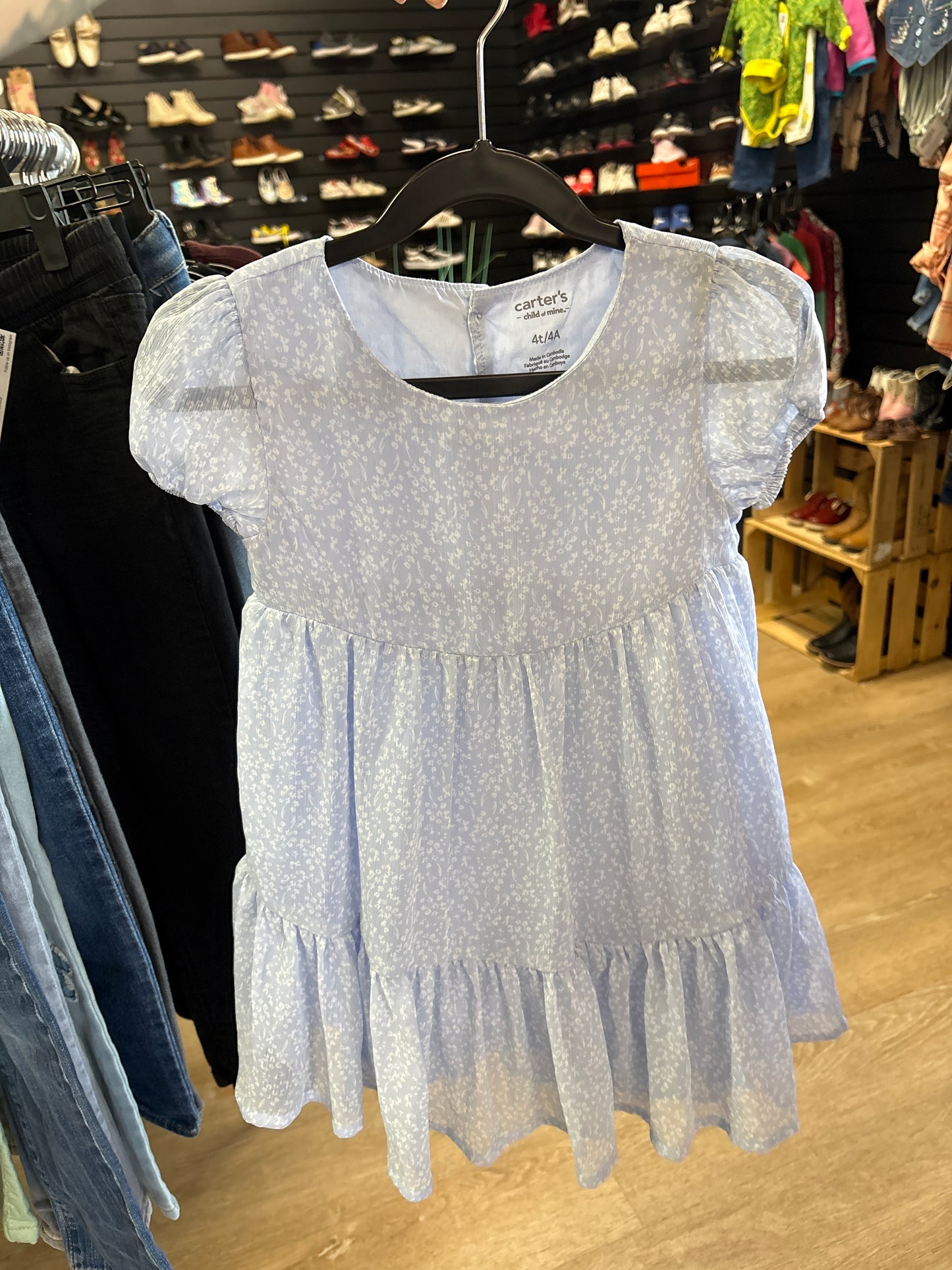 4T Light Blue Mini Floral Dress