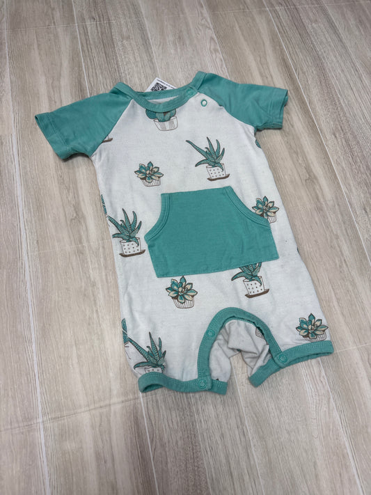 3-6m Kyte Potted Succulents Shortie Romper - BLEMISH