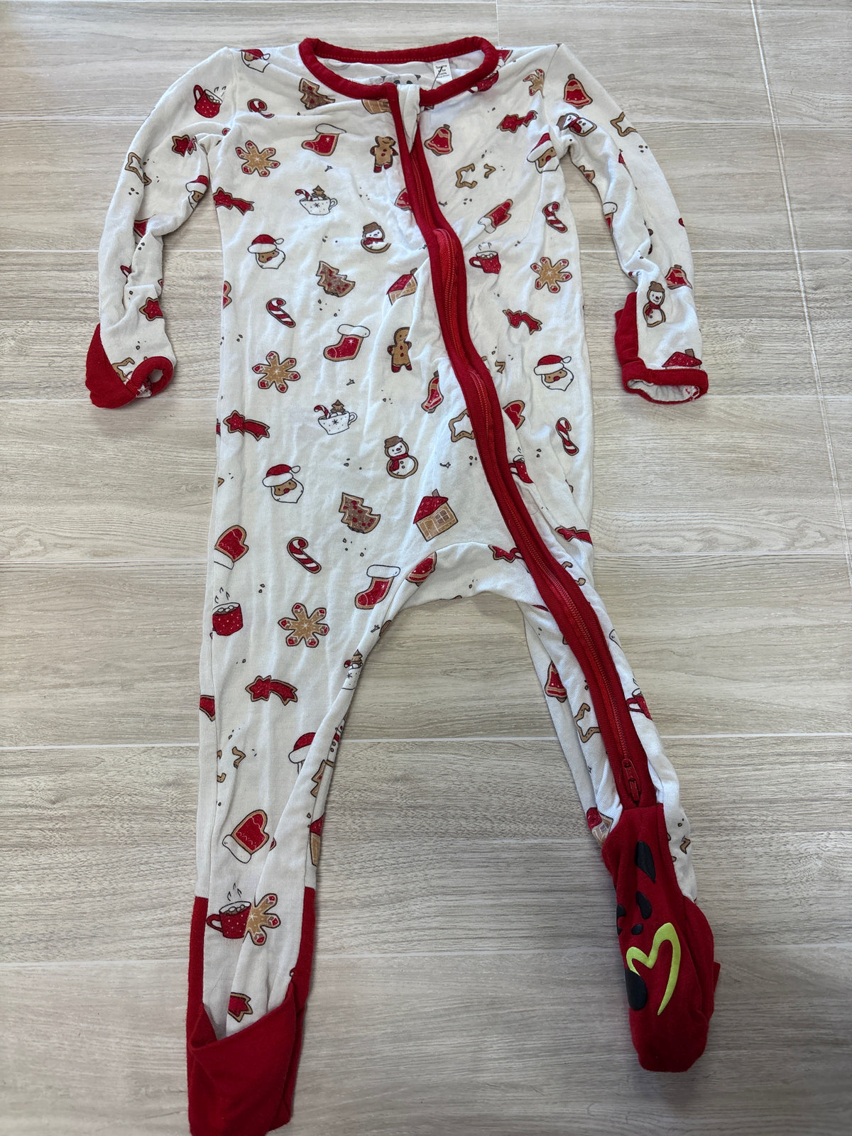 9-12m White/Red Christmas Printed Pajama