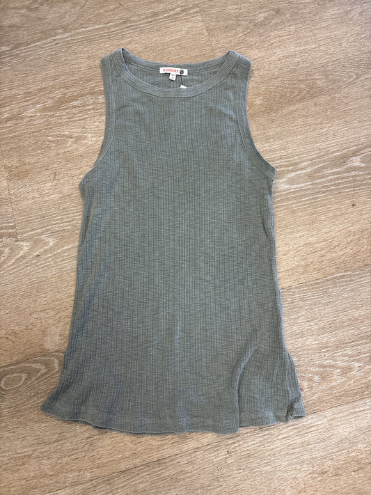Womens 2 Olive Ribbed Sundry Tank