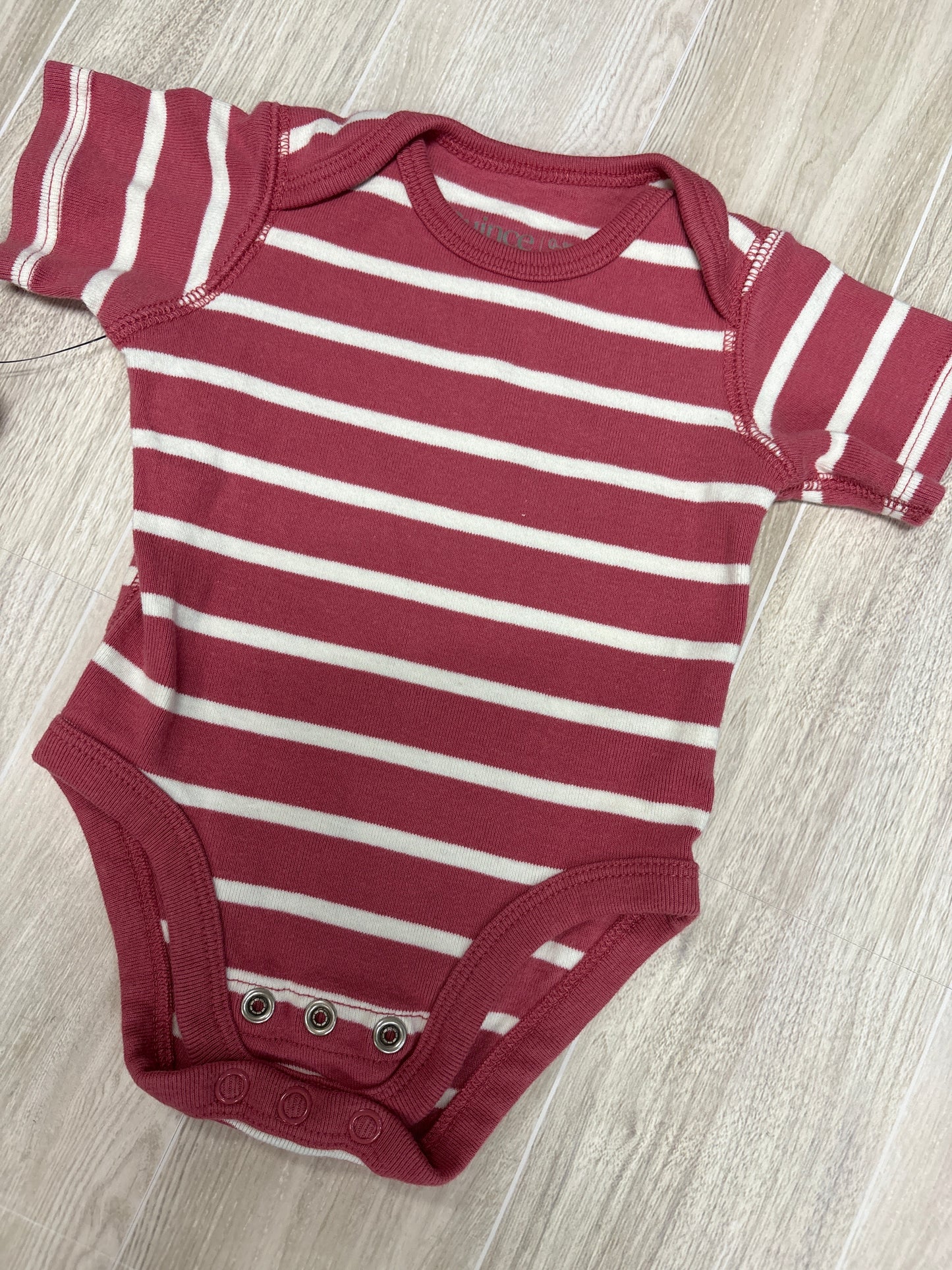 0-3m Quince Mauve Striped Onesie 2 Pack - Long Sleeve Kimono + Short Sleeve