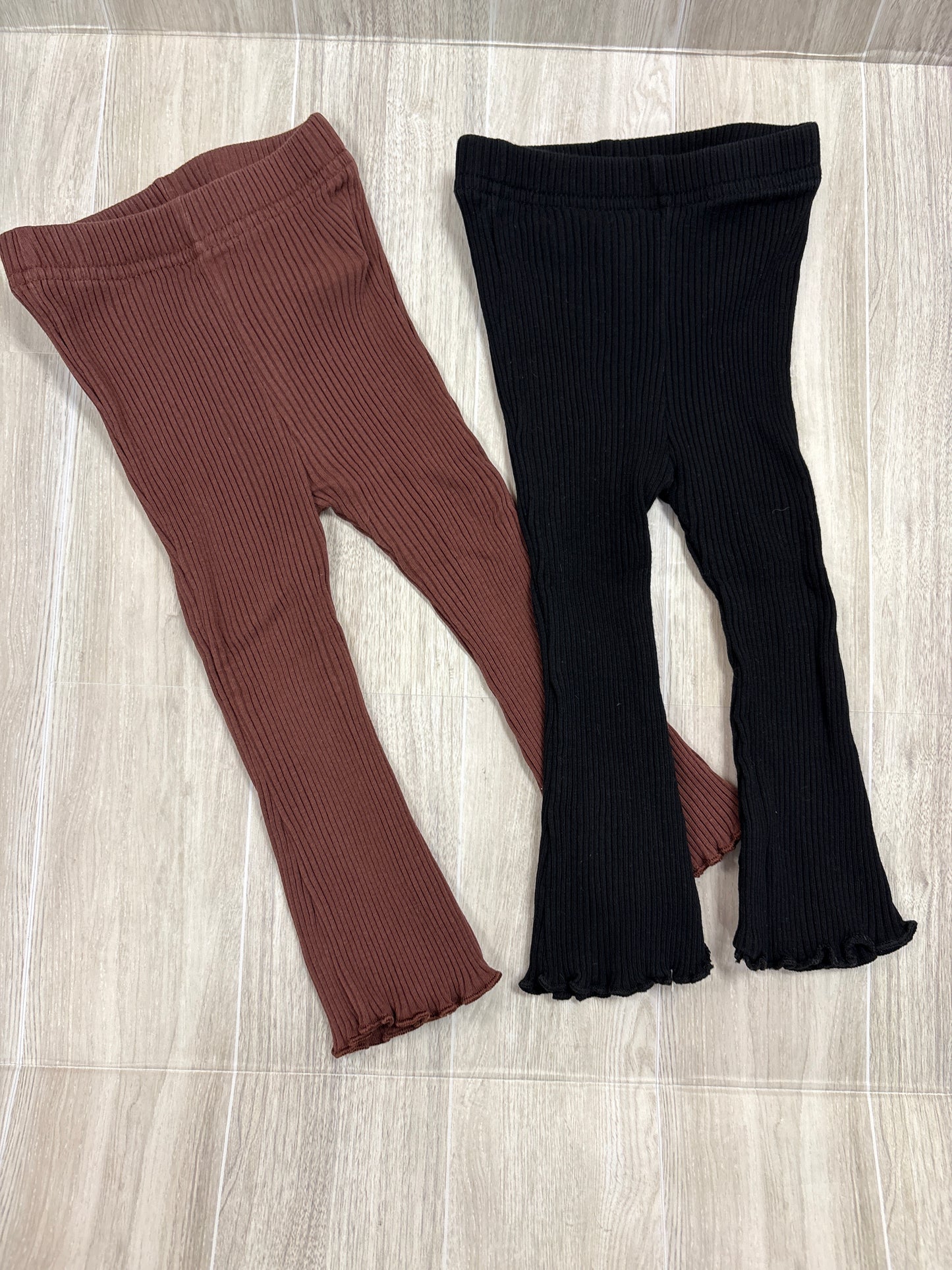 9-12m Black/Brown Ribbed Legging Set
