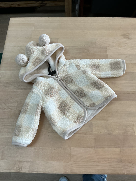 Newborn Checkered Teddy Jacket