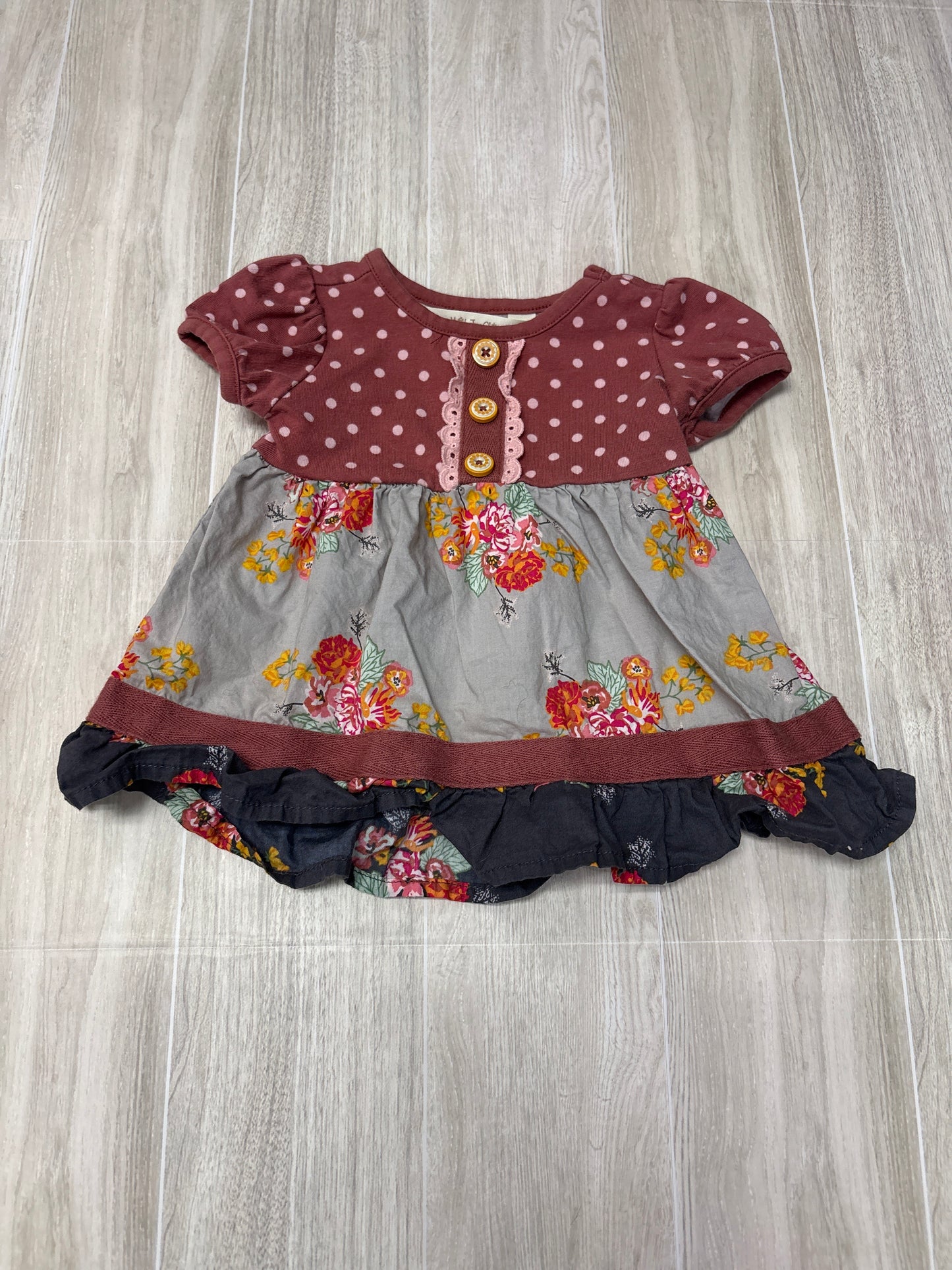 0-3m Matilda Jane Floral/Polka Dot Ruffle Dress
