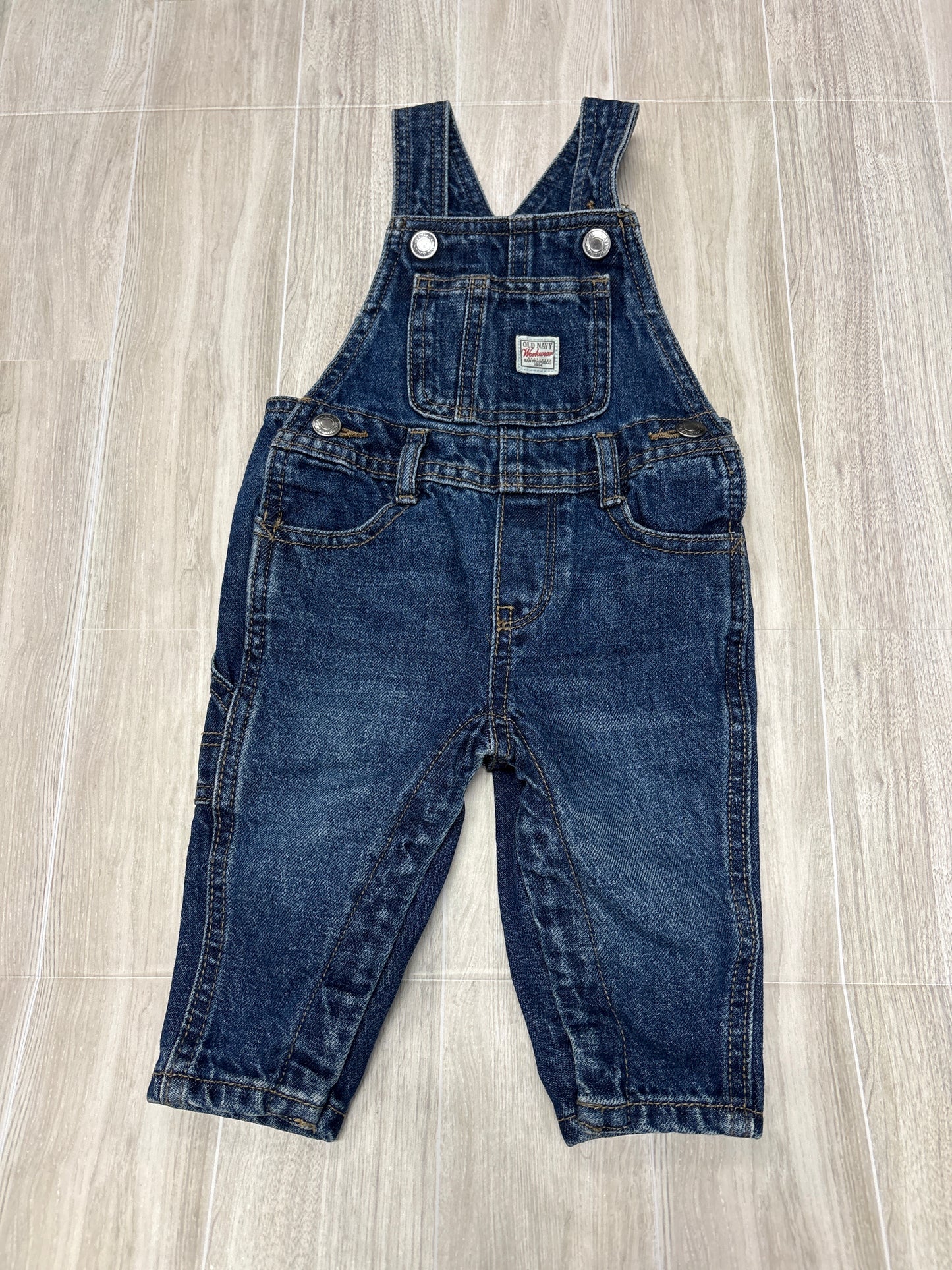 6-12m Dark Wash Overalls