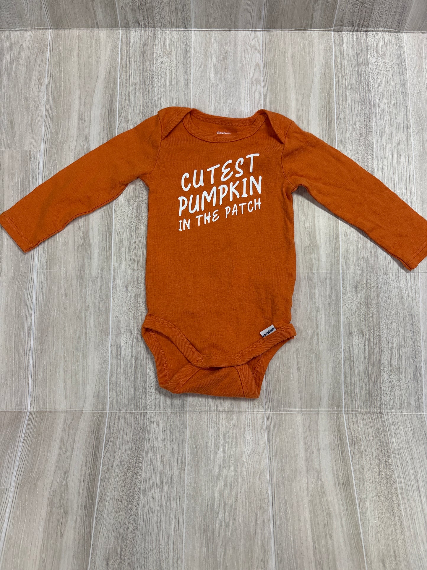 3-6m Orange Cutest Pumpkin In The Patch Onesie
