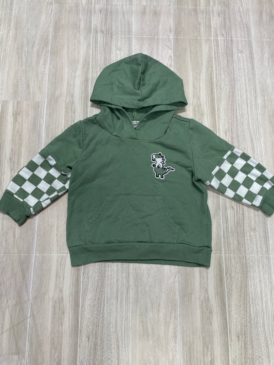 18m Green Checkered Dino Hoodie