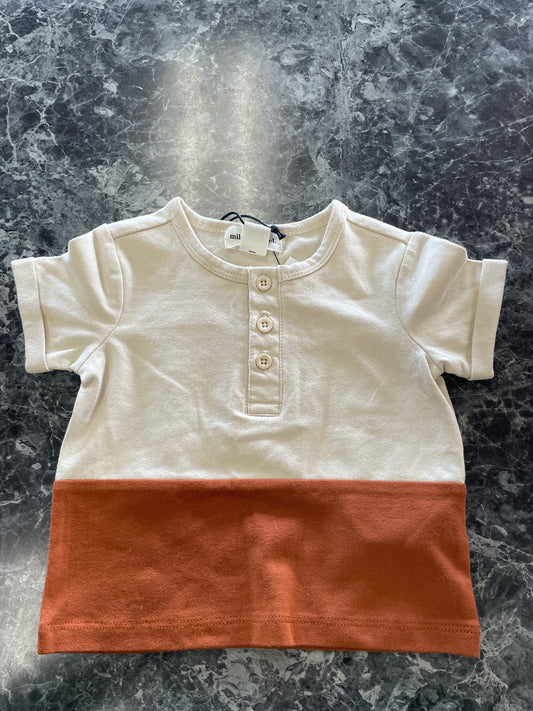 NWT 3m Miles The Label Beige/Rust Colorblock Shirt
