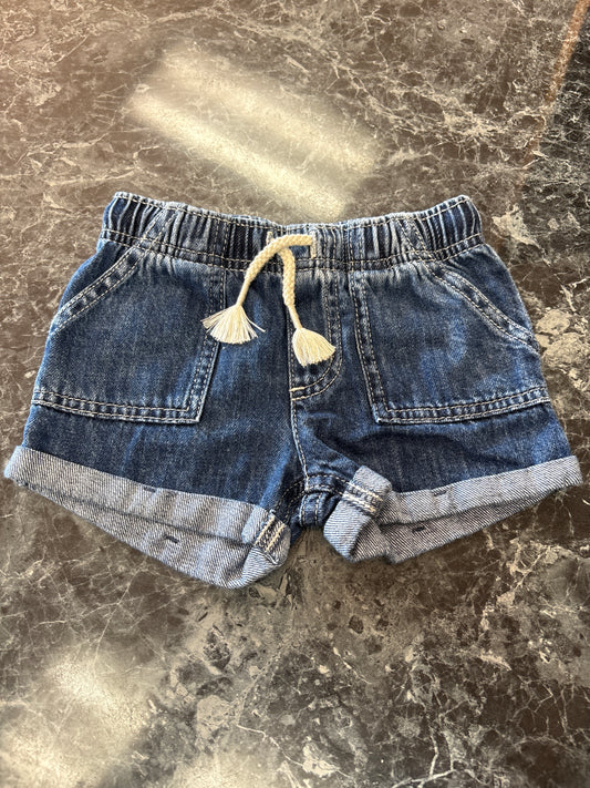 2T Pull On Denim Shorts -Mid Wash