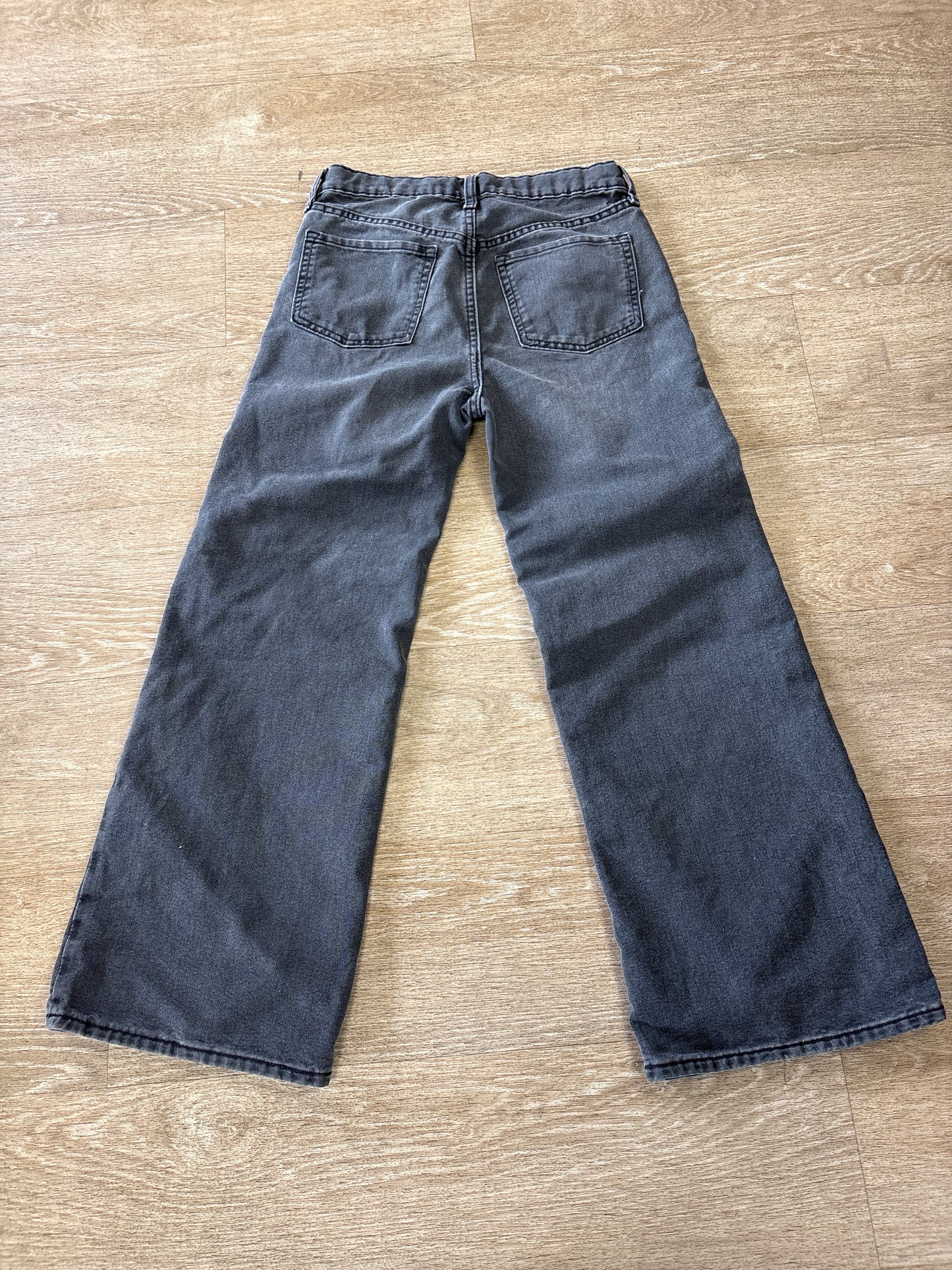 14 Black Wash Baggy Wide Leg Denim