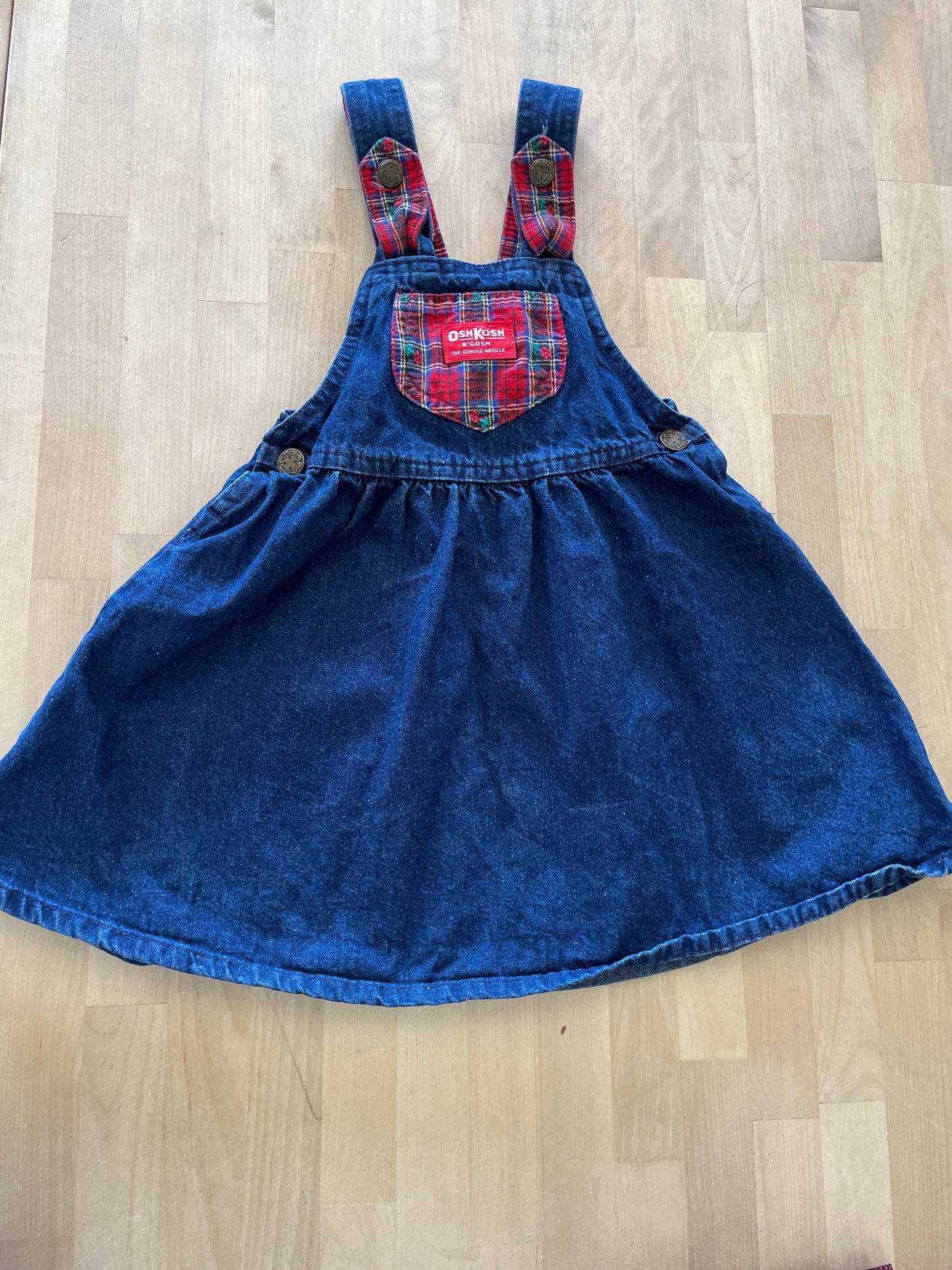 VINTAGE 4T OshKosh Overall Dress with Plaid