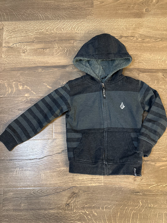 4 Volcom Sherpa Lined Black/Grey Zip Up With Hood