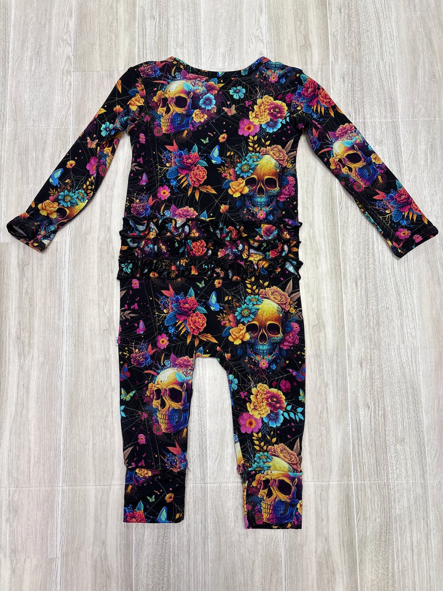 NWT 18-24m Bums & Roses Floral Skull Web Pajama