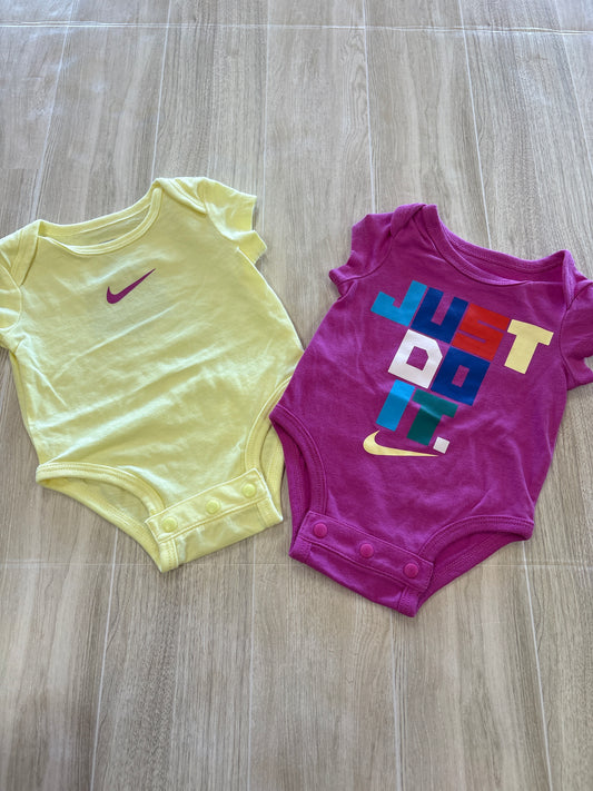 Newborn Nike Pink/Yellow Onesie 2 Pack