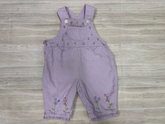 3/6m Lavender Floral Embroidered Overalls