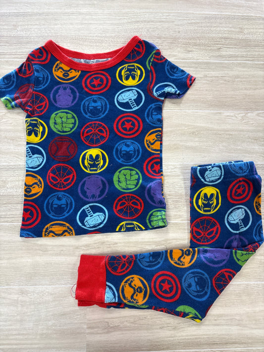 2T Blue Marvel 2 Piece Pajama Set