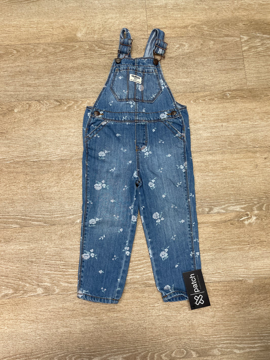 3T OshKosh Floral Denim Overalls