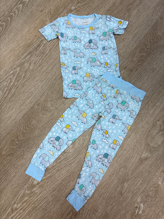2T Little Sleepies Pastel Blue Elphant 2 Piece Lounge Set
