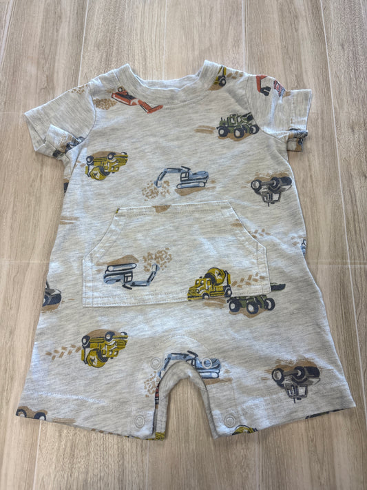 0-3m Construction Vehicle Shortie Romper