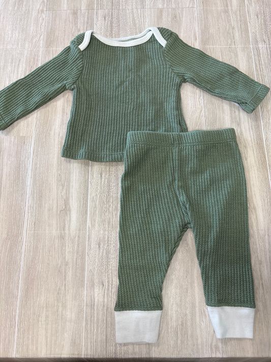 0-3m Olive Waffle Knit 2 Piece Set