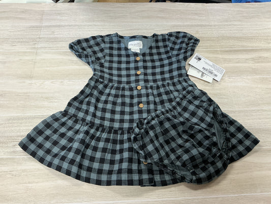 NWT 9m Blue/Black Organic Cotton Dress/Bloomer Set