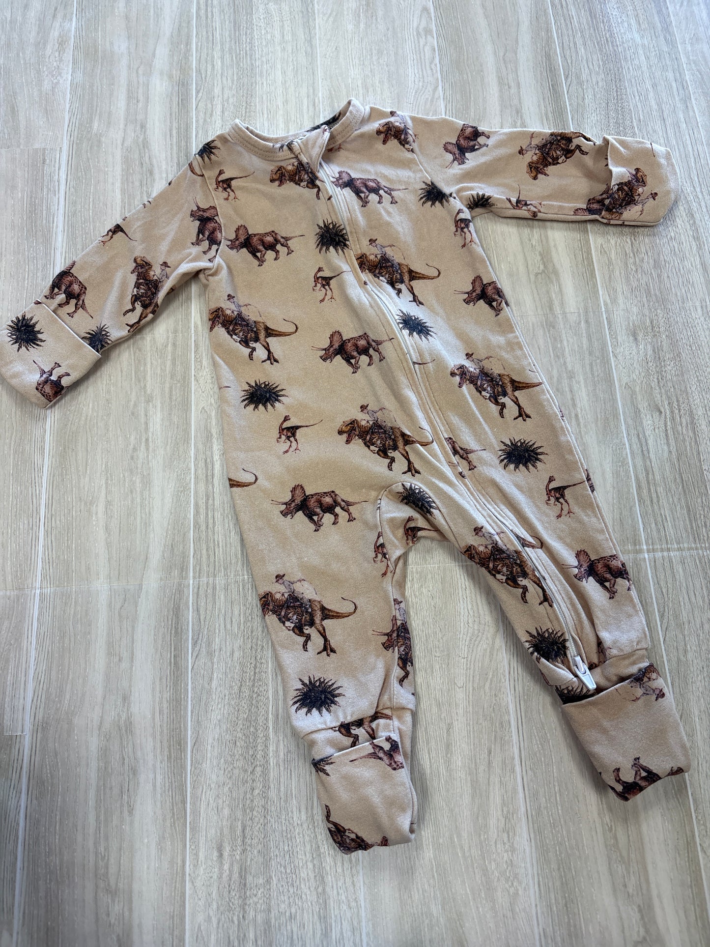 0-3m Cowkid Clothing Rodeo Dino Convertible Pajama Romper