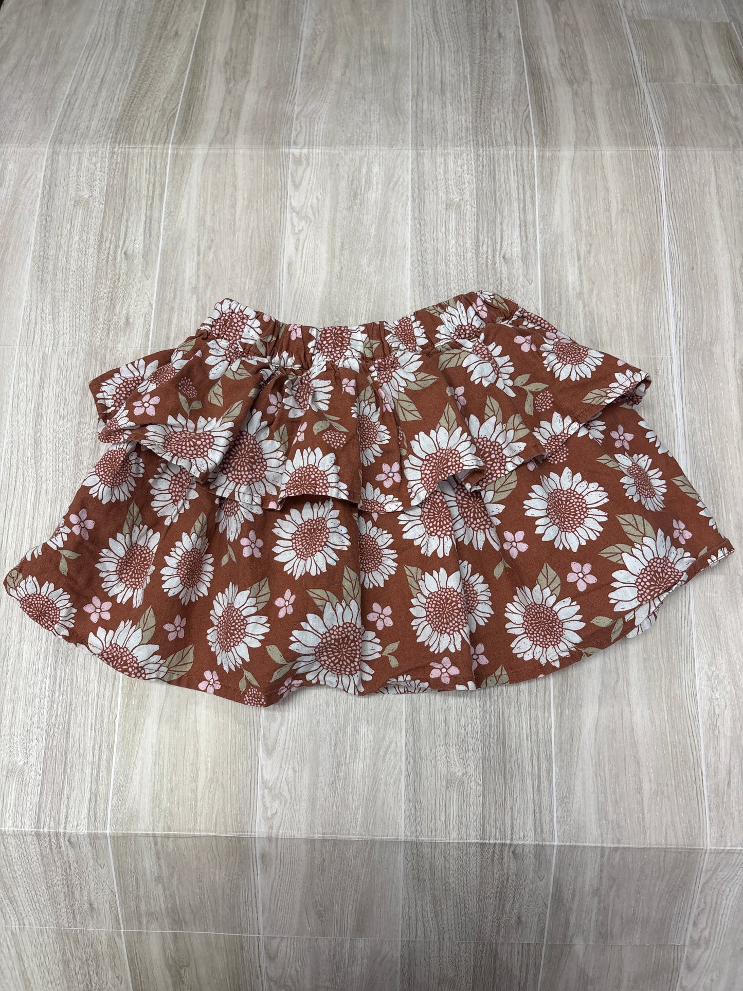 3T Rust Floral Ruffle Layered Skirt