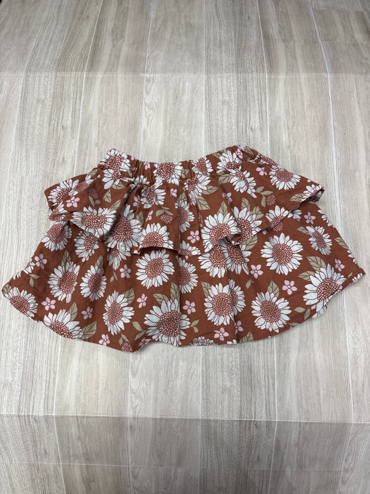 3T Rust Floral Ruffle Layered Skirt