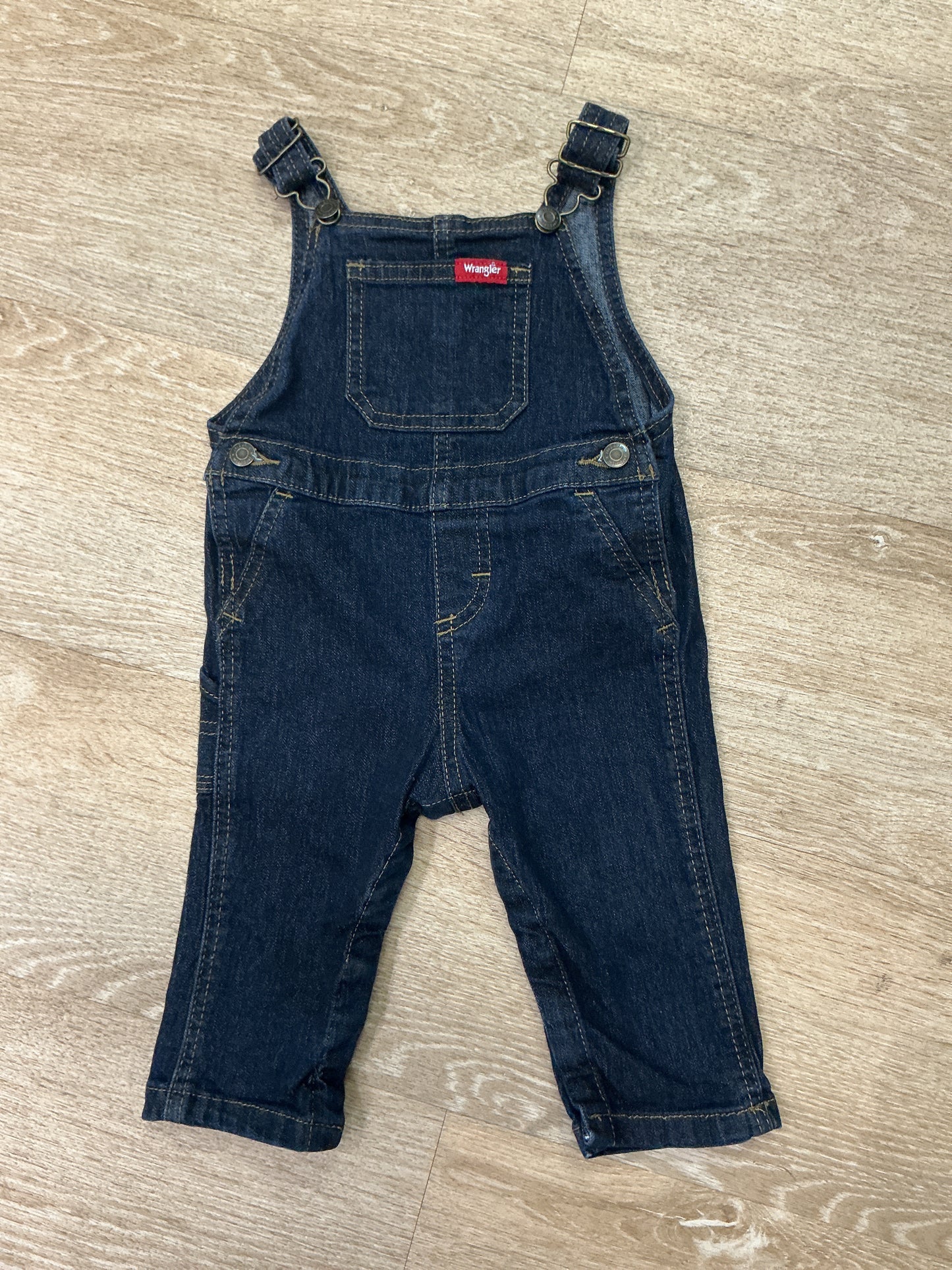 6-9m Wrangler Dark Wash Overalls