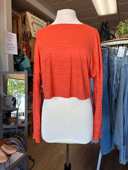 Womens Large LuluLemon Orange Boxy Long Sleeve