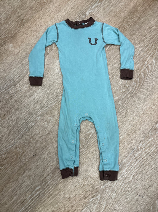 18m Turquoise Tail End Pajama - Flap Opening on Back