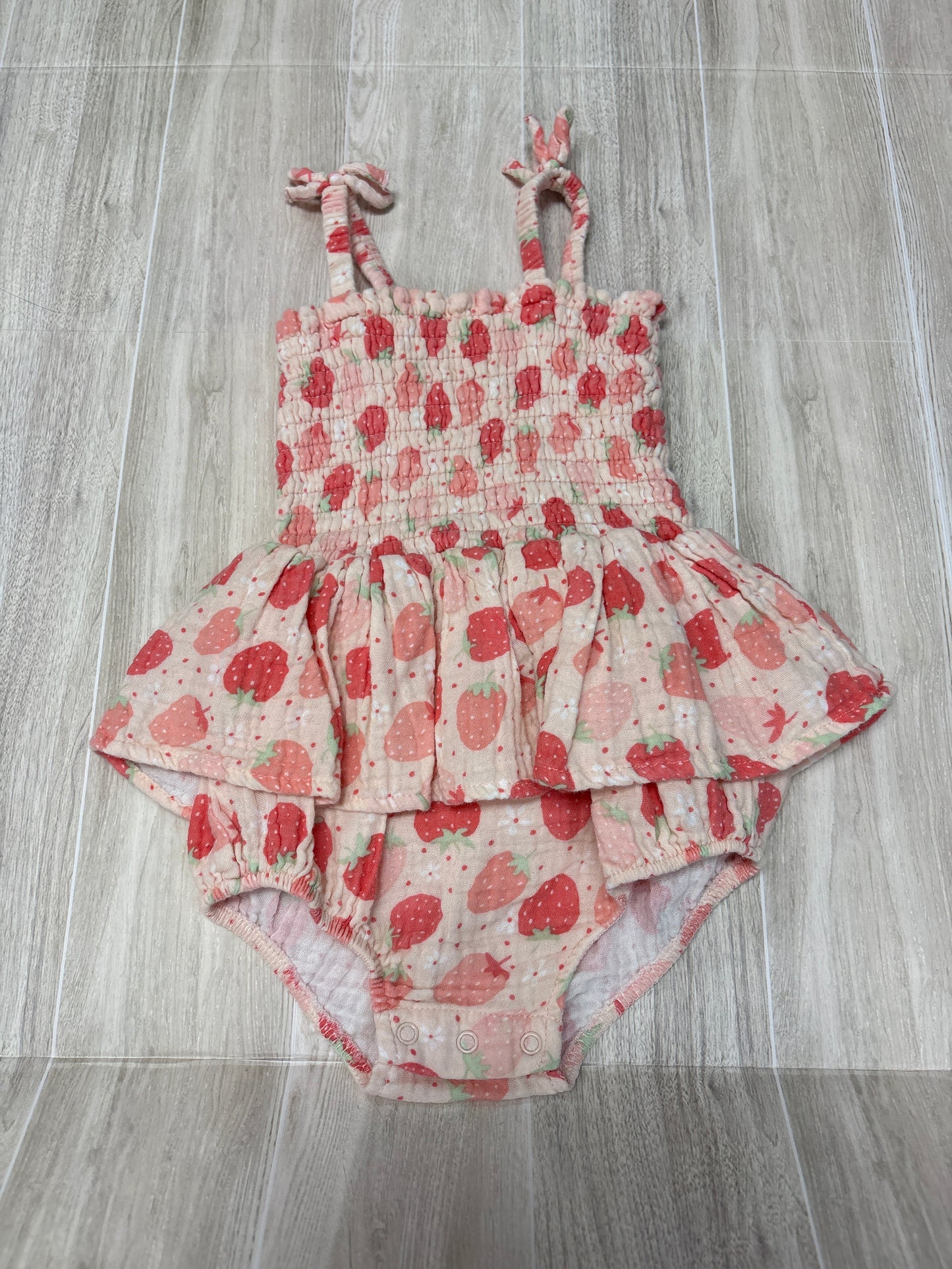 12-18m Angel Dear Strawberry Ruffle Tank Onesie
