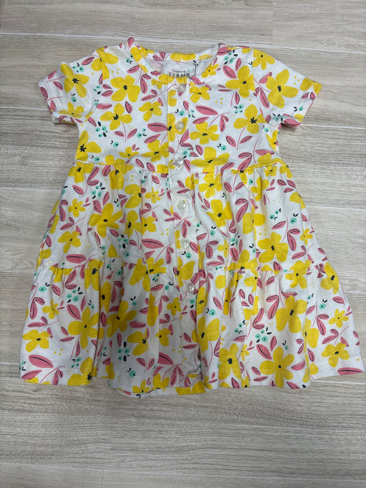 9m Yellow/Pink Floral Button Dress