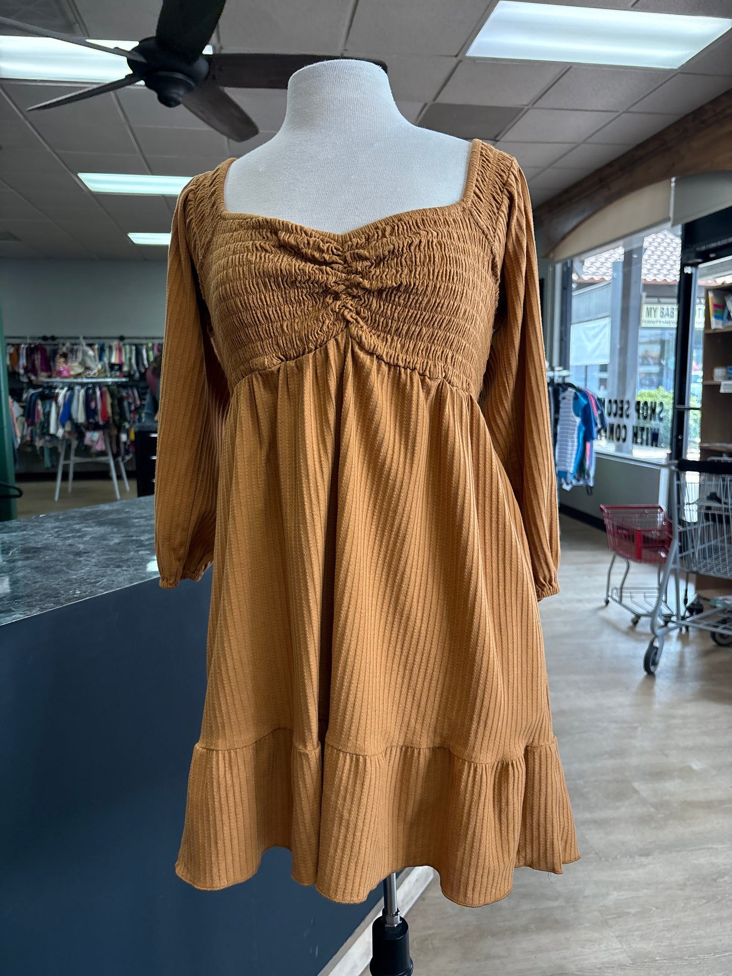 Womens Small Rust Smocked Dress