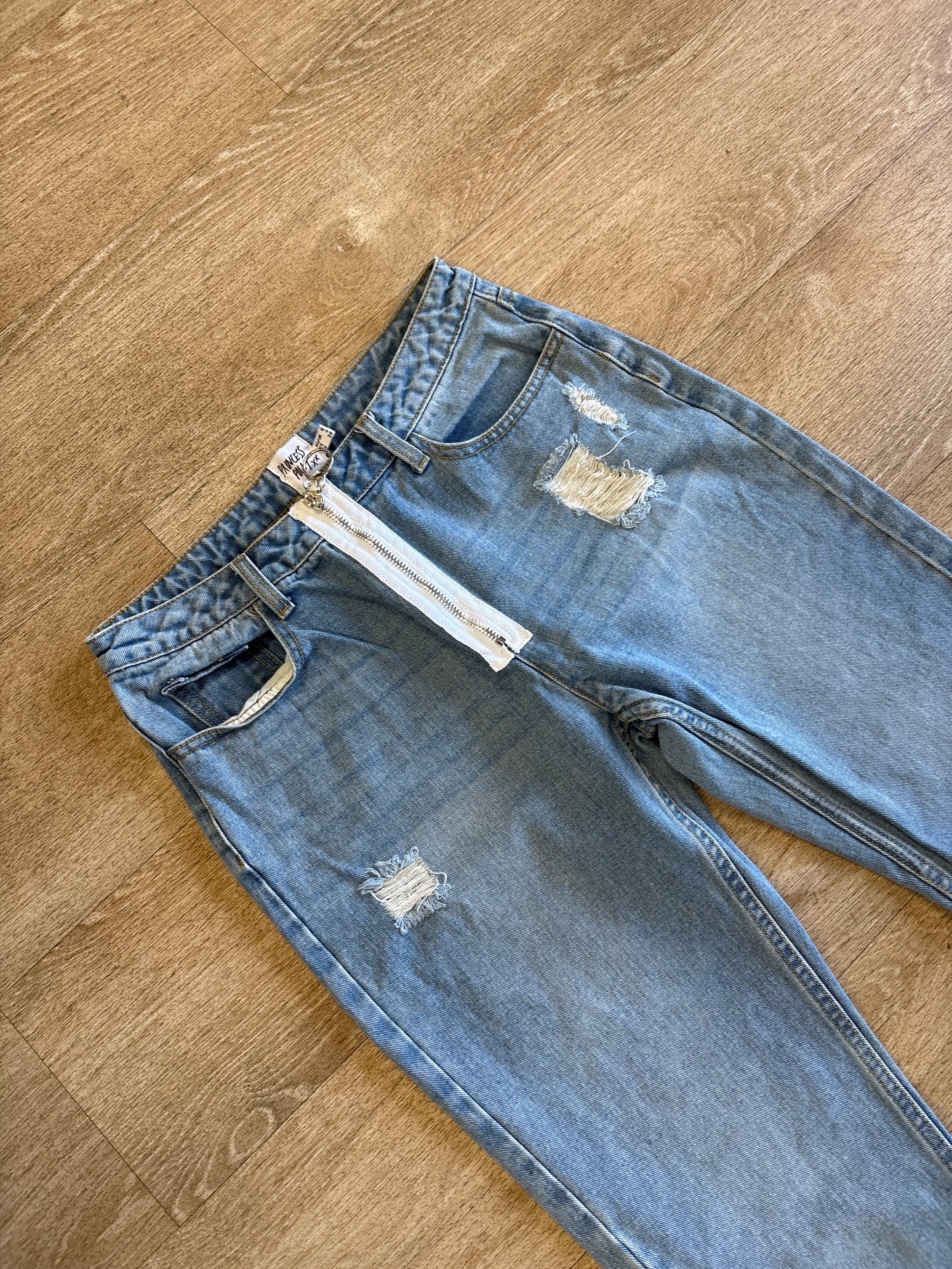 Womens 4 Princess Polly Raw Hem Zip Detail Denim Pant