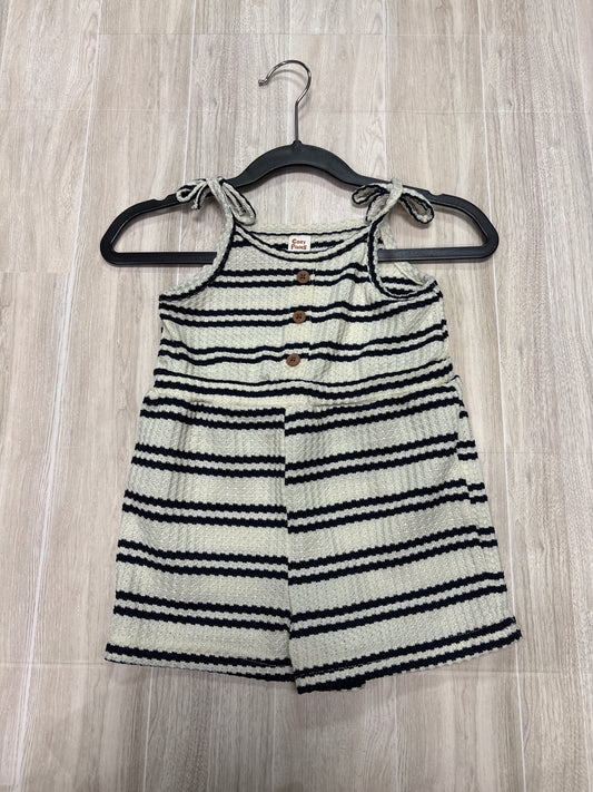 12-18m Waffle Knit Black/Cream Striped Tank Romper