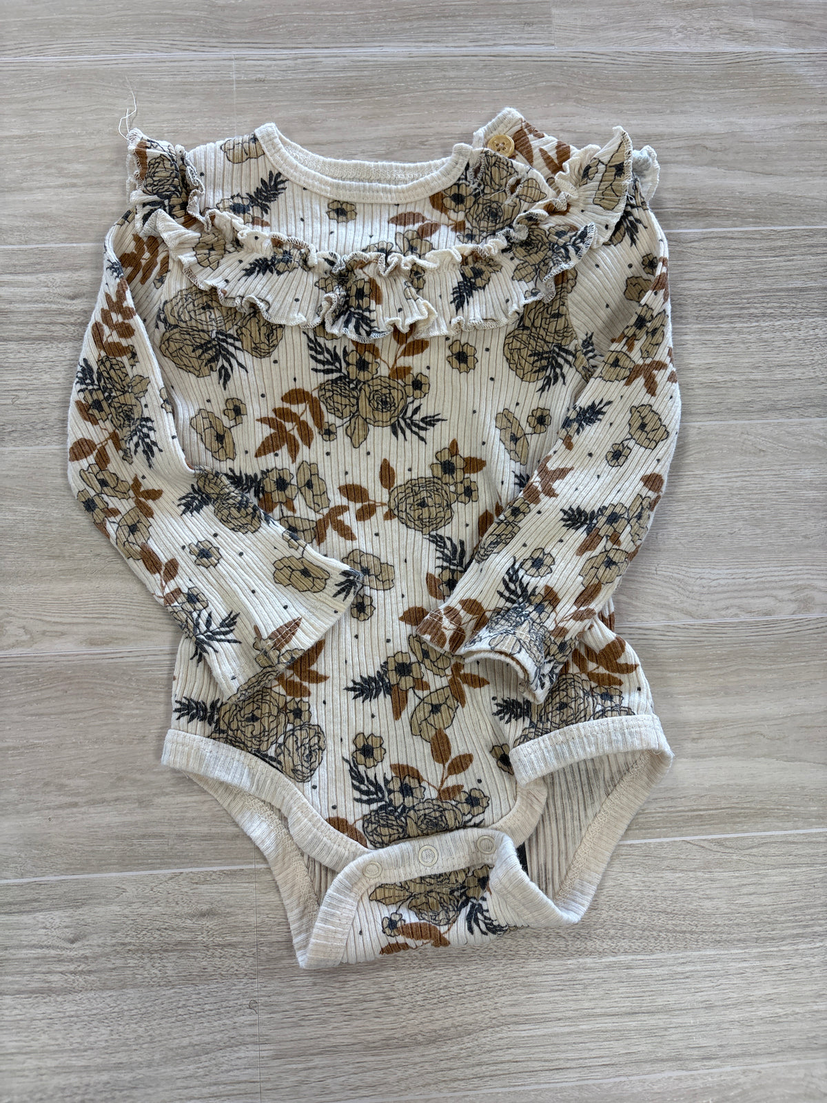 18m Rachel Zoe Cream Floral Long Sleeve Onesie