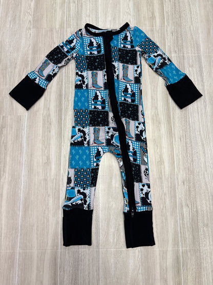 NWT 3-6m Wild Weston Turquoise Howdy Christmas Pajama