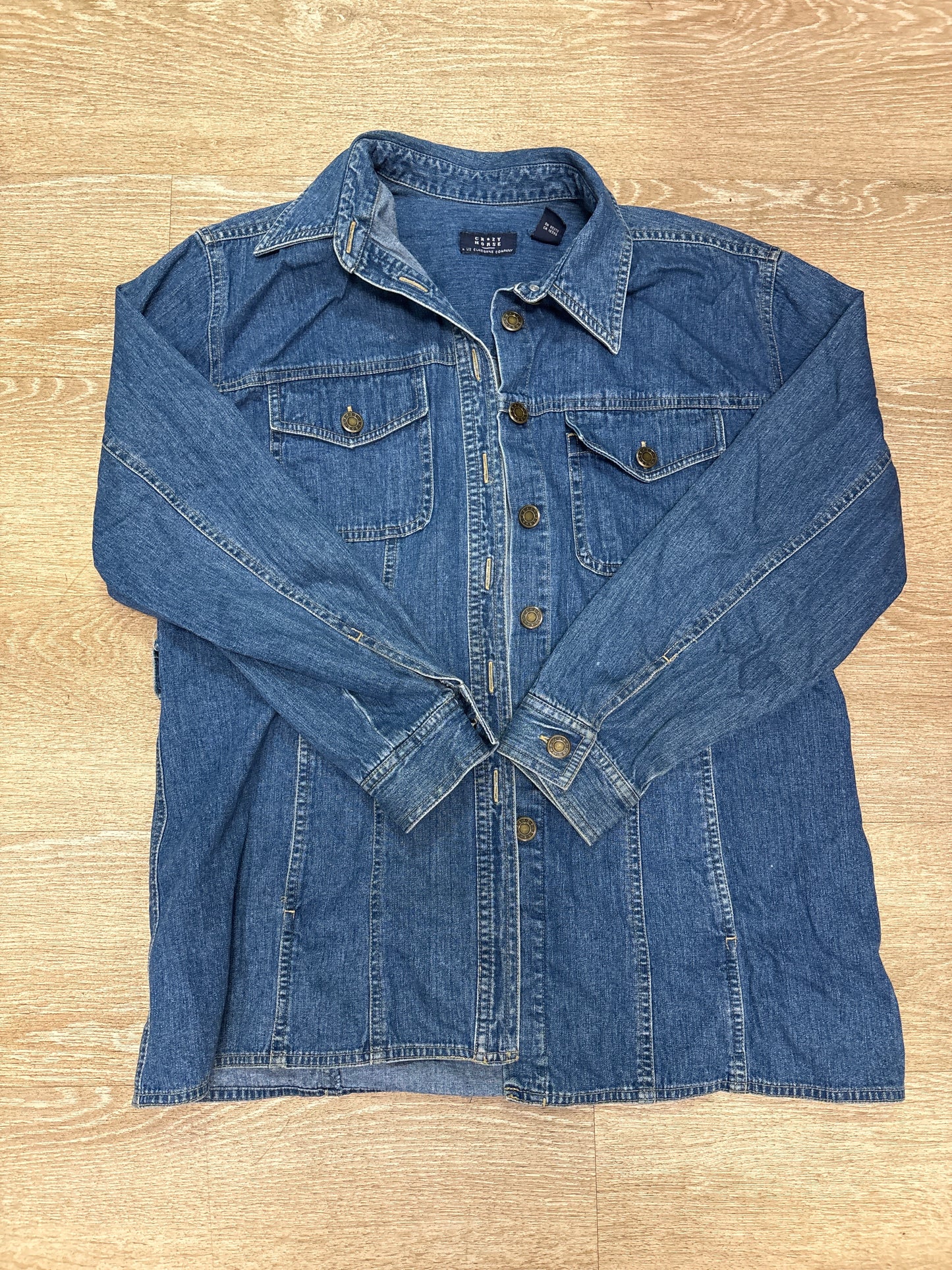 Womens Large Medium Wash Lightweight Denim Jacket