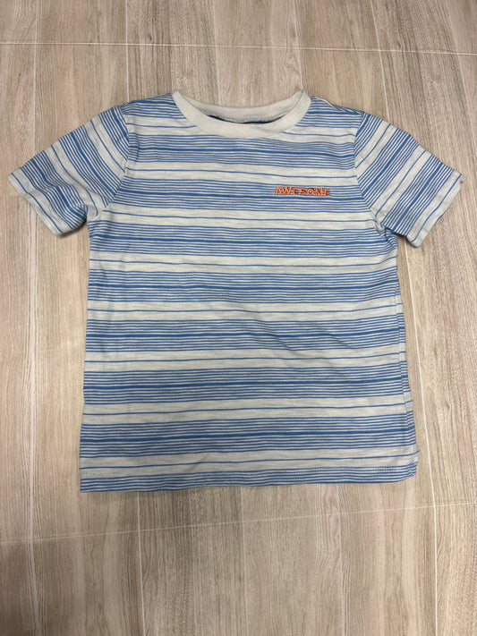 4T Blue/White Striped Awesome Tee